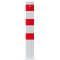 Barrier bollard | Steel tube  152 x 3.2 mm | stationary | for dowel fixing | hot-dip galvanized and white coatedwith three red reflecting stripes | total length: 1000 mm | with welded steel cap